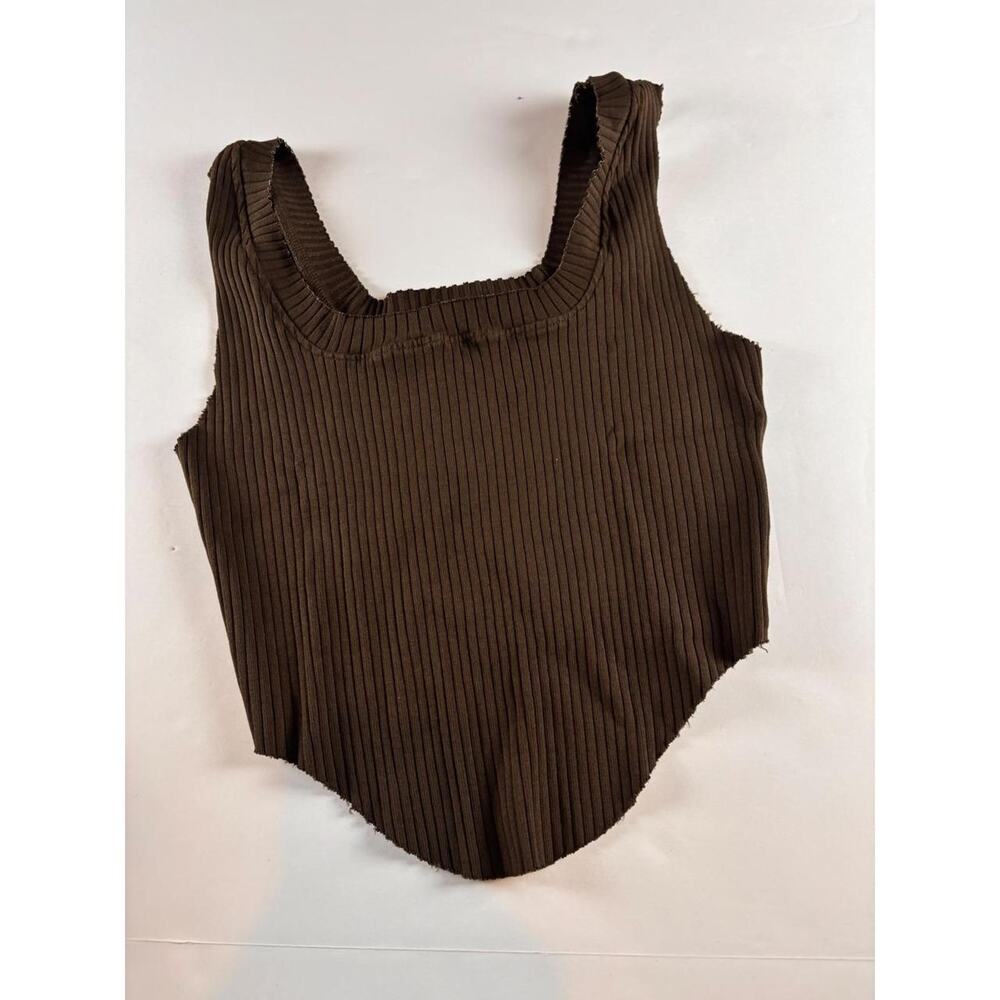 NWT Cotton Citizen Brown Ribbed Tank Top XS Made in USA Capsule Wardrobe Basic